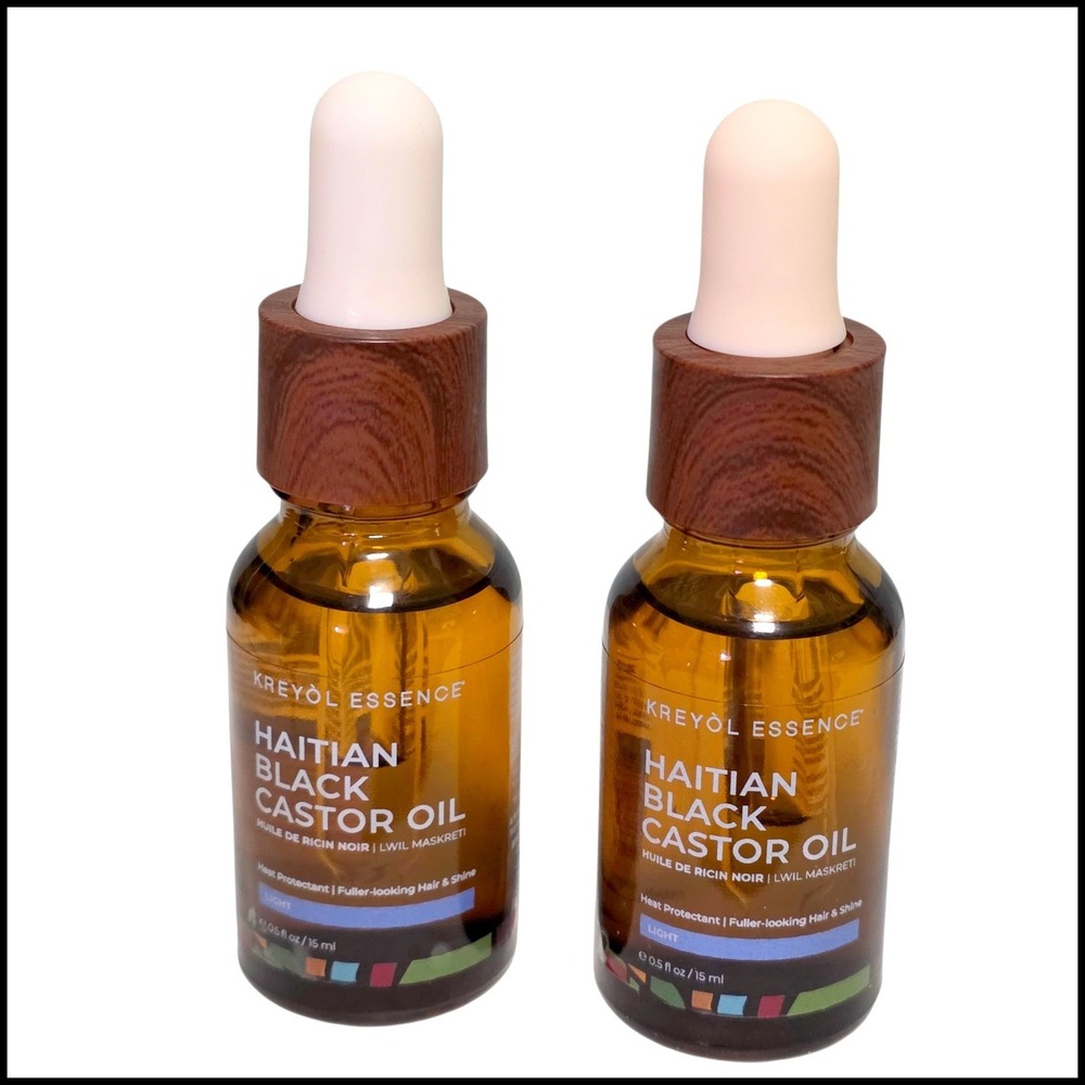 2 x‎ Kreyol Essence Haitian Black Castor Oil Light 0.5 oz 15 ml Heat Protectant